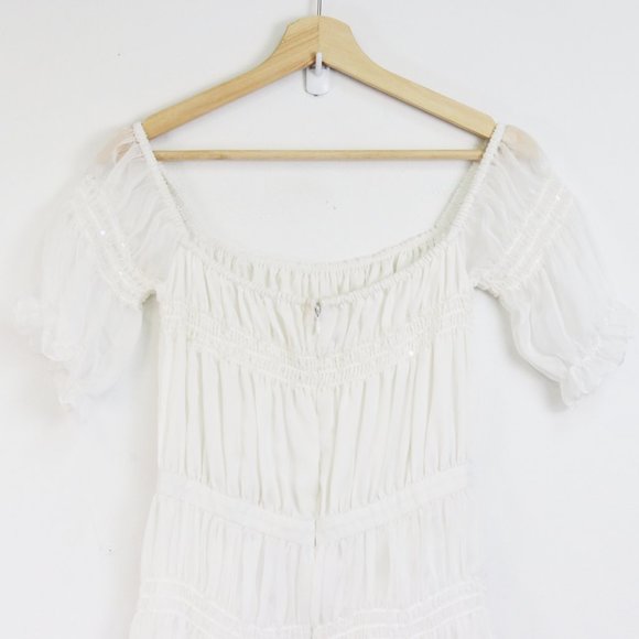 Revolve Smocked Tier Off Shoulder Sheer Maxi Dress - Picture 7 of 8